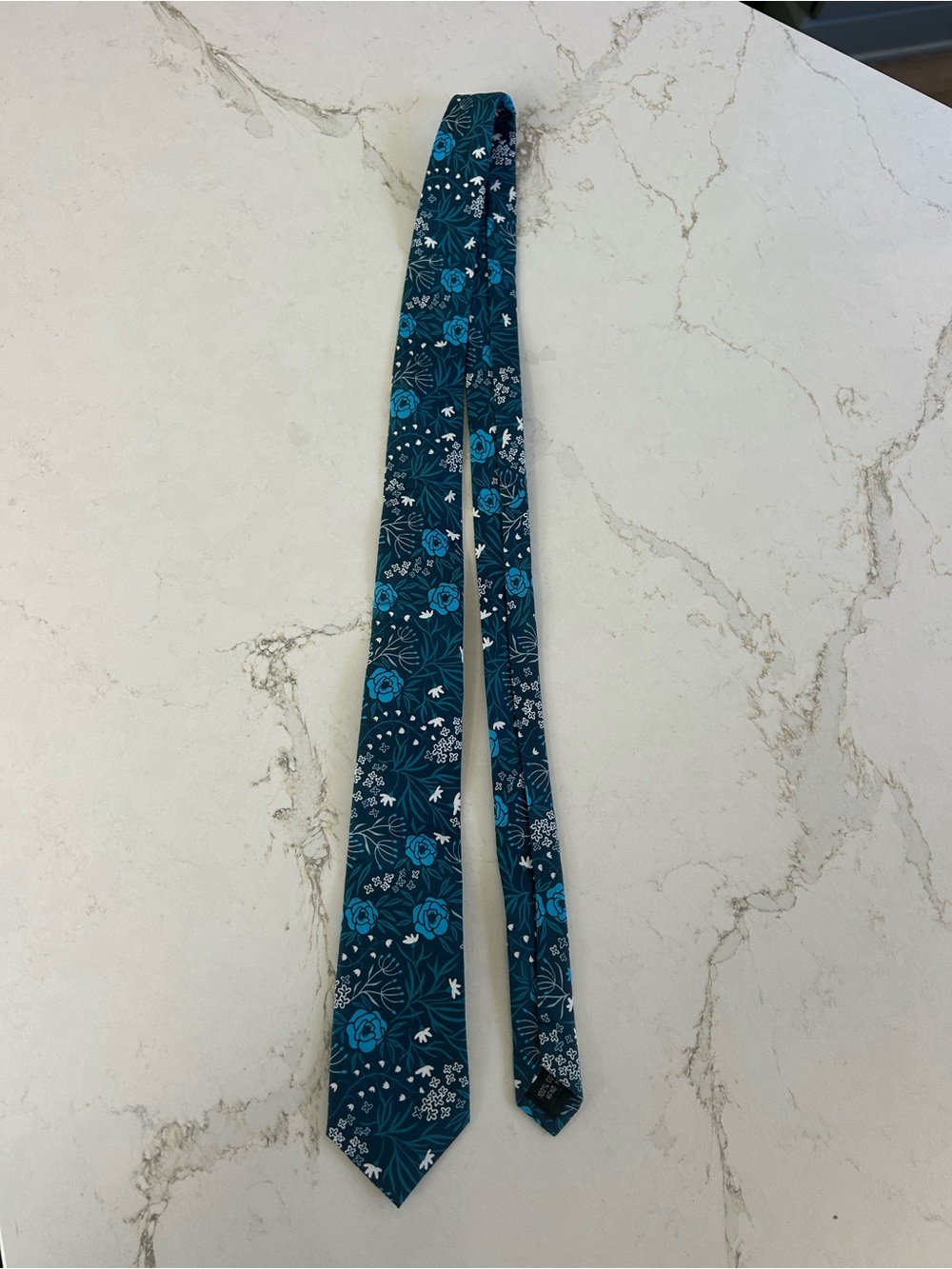 Teal Floral Skinny Tie